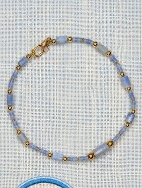 Natural Blue Aquamarine Necklace Or Choker In 18K Gold Plated Necklace